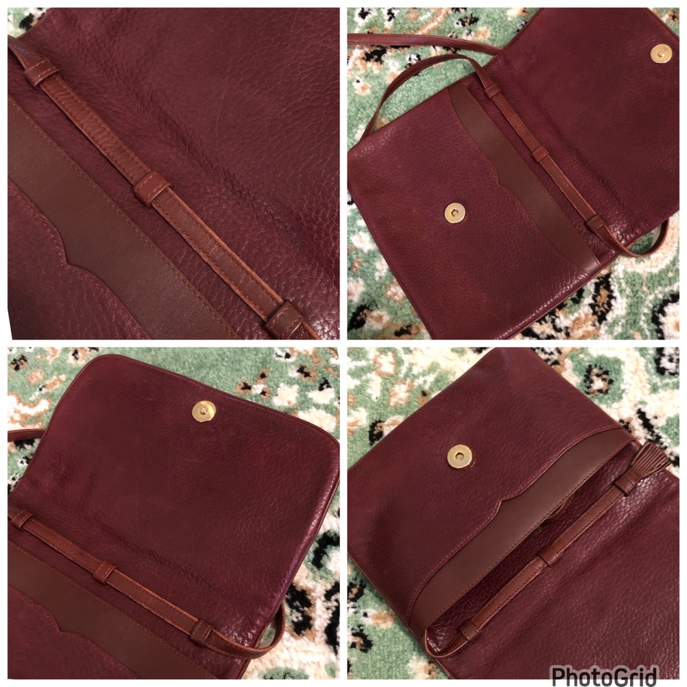 Cartier AUTHENTIC Vintage Burgundy Textured Smooth Leather Crossbody Tassel Bag - Picture 14 of 16